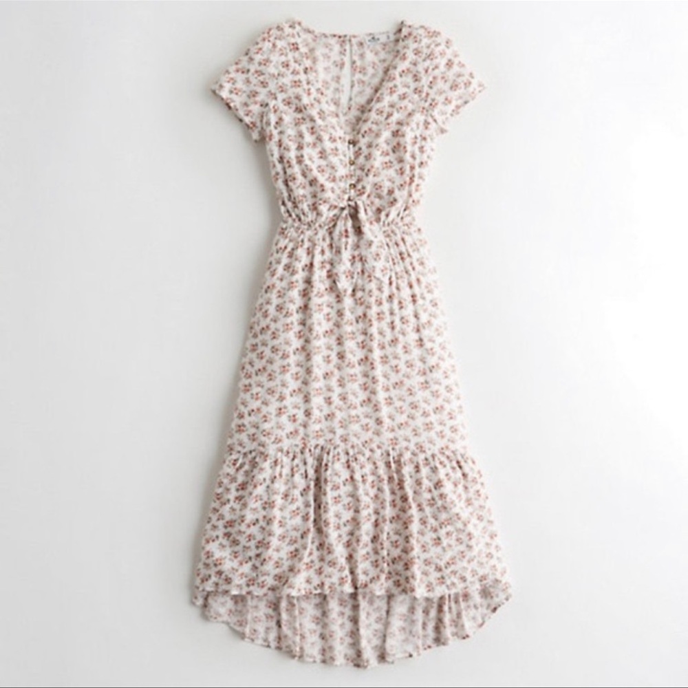 Hollister Cap-Sleeve Ruffle-Hem Midi Dress